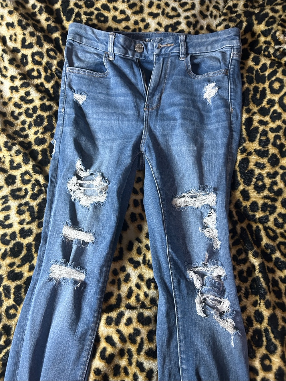 American Eagle Outfitters Blue Ripped Skinny Jeans